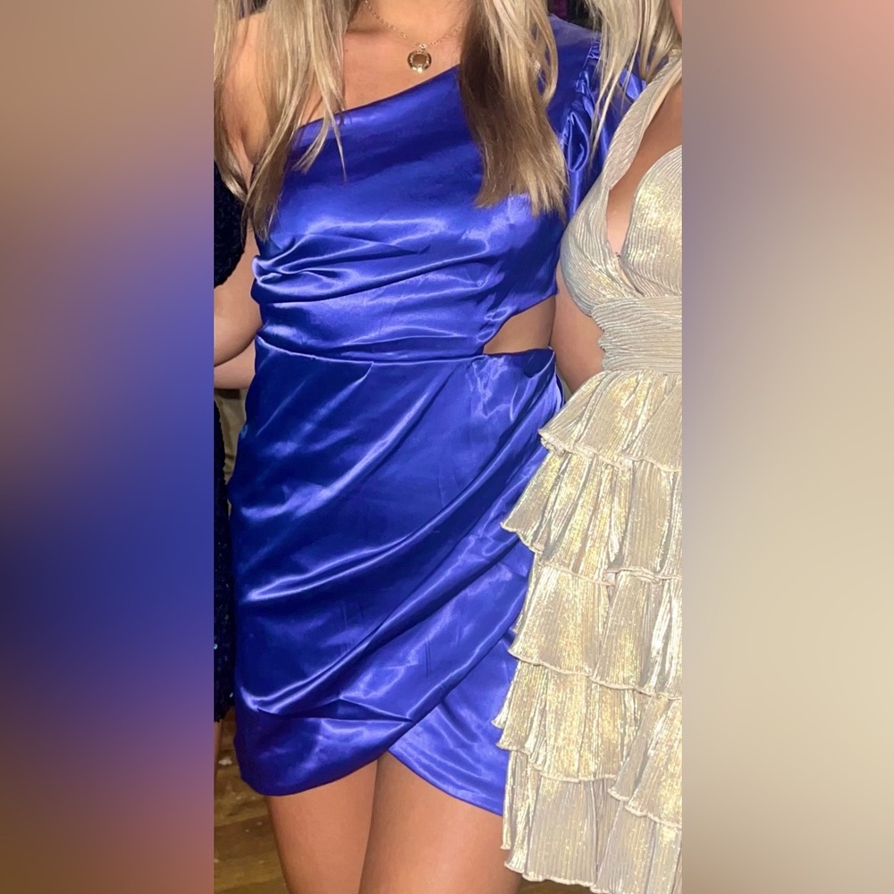 Purple one shoulder dress